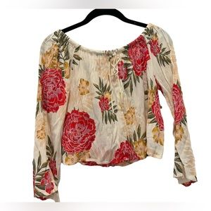 Billabong Floral Top - Cream/Pink Small